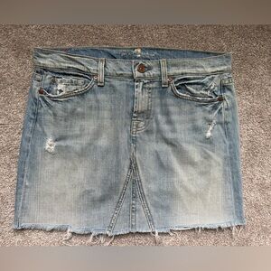 7 For All Mankind Light Blue Distressed denim jean Mini Skirt Sz.29